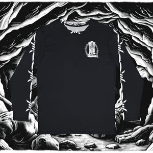 Gothic Graveyard Long Sleeve Shirt — 'Grave Sound' Black Graphic Tee